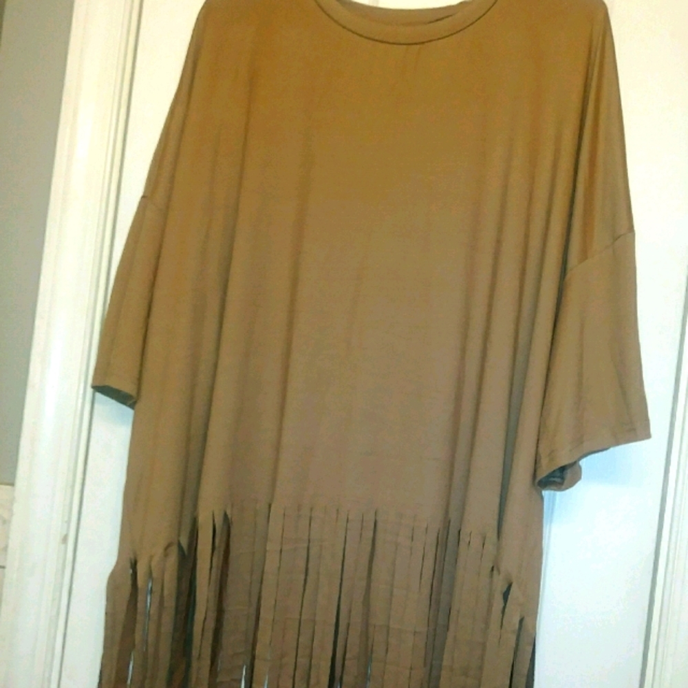 Shein Plus Size Brown Top with Frindges